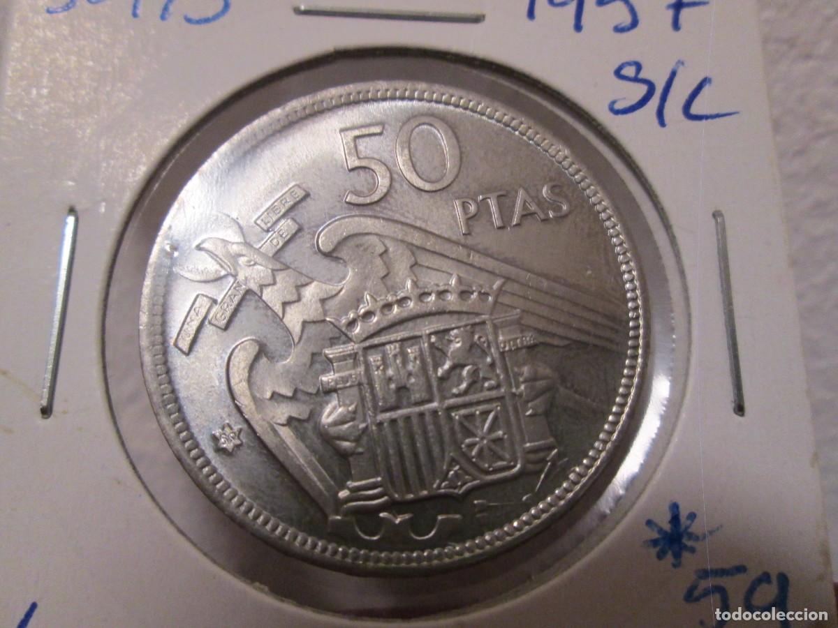 Monedas Franco: 50 PESETAS 1957 - ESTRELLA 59 VARIANTE PLUMAS -SIN CIRCULAR
