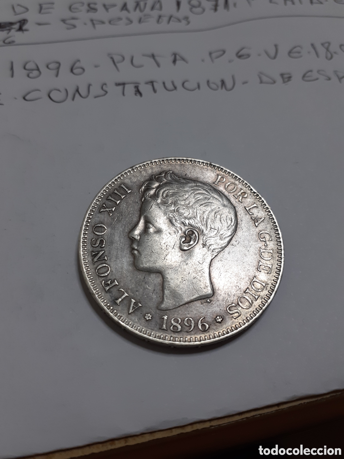 Monedas Franco: Moneda de 5 pesetas de plata de Alfonso X lll