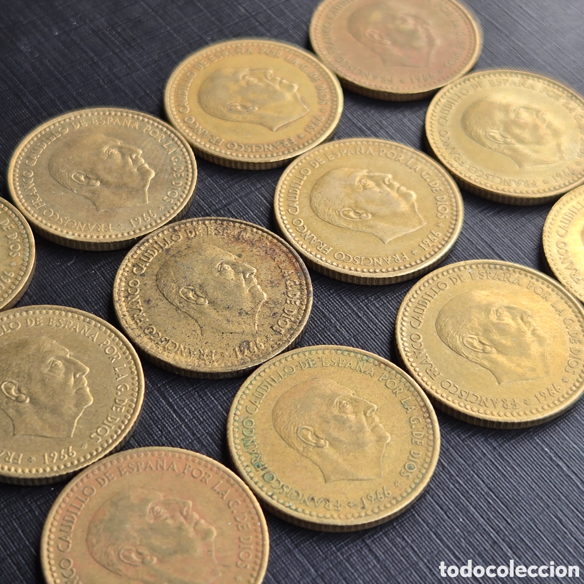 Monedas Franco: Lote 12 monedas 1 peseta 1966/74 Espa&ntilde;a