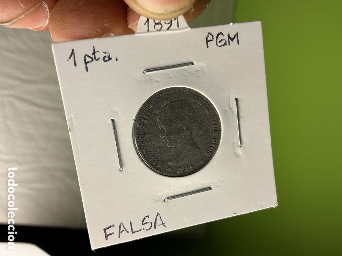 Monedas Franco: 1 peseta 1891 Alfonso XIII &middot; moneda falsa de colecci&oacute;n