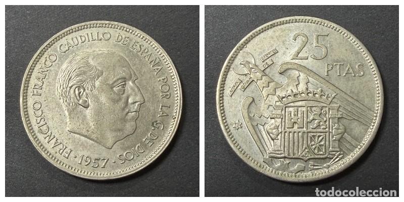 Monedas Franco: MONEDA. FRANCISCO FRANCO. 25 PESETAS. 1957. ESTRELLA *72*. S/C. VER FOTOS