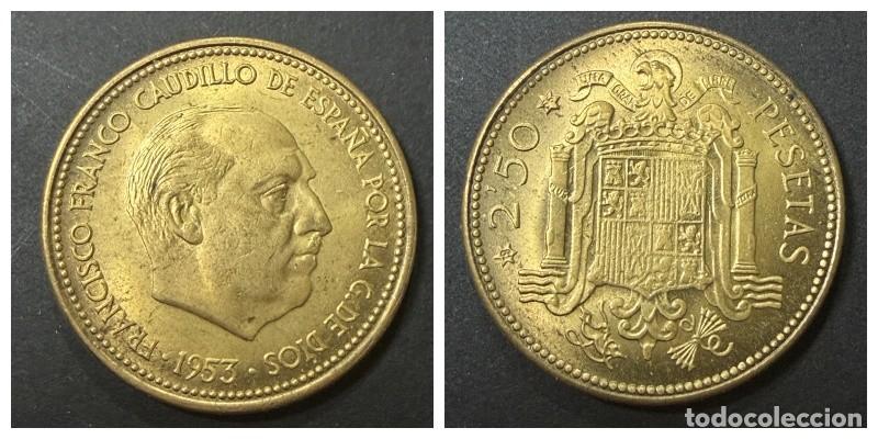 Monedas Franco: MONEDA. ESPA&Ntilde;A. FRANCISCO FRANCO. 2,5 PESETAS. 1953. ESTRELLA *56*. S/C. VER FOTOS