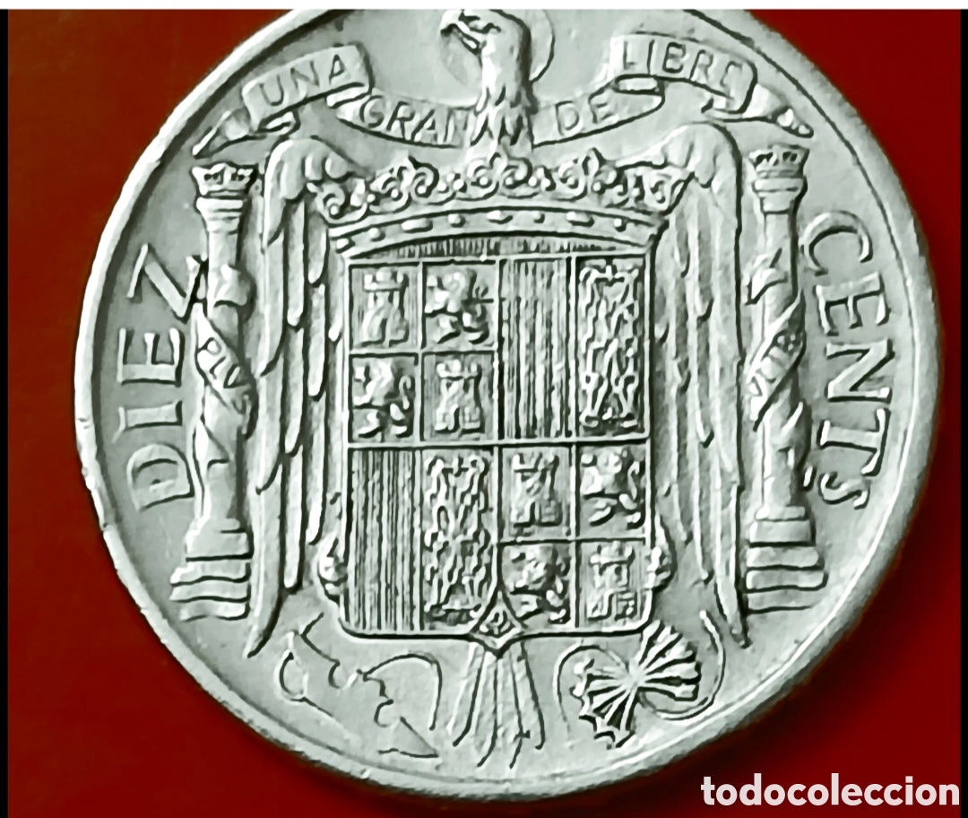Monedas Franco: 10 C&Eacute;NTIMOS (UNA GORDA) 1941 VARIANTE PLUS CON V