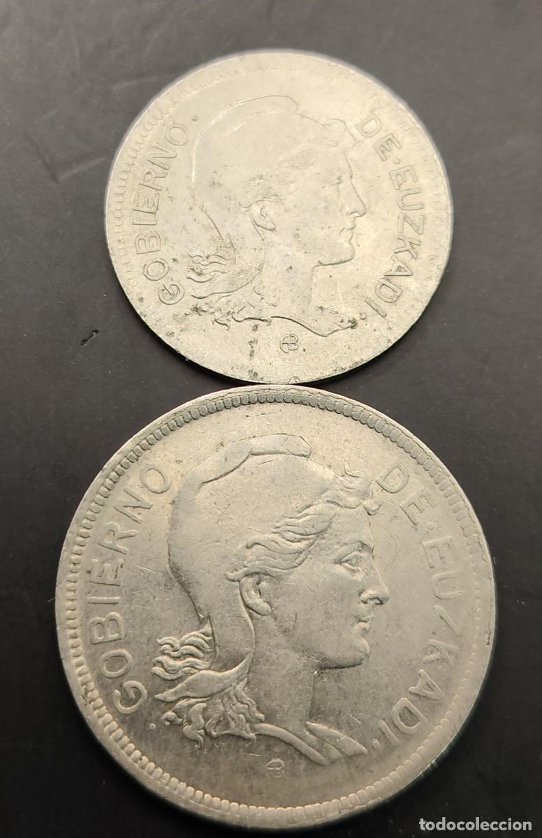 Monedas Franco: EUZKADI GUERRA CIVIL A&Ntilde;O 1937 , 1 Y 2 PTAS GOBIERNO DE EUZKADI