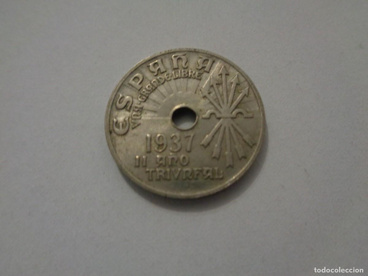 Monete Franco: GUERRA CIVIL - BANDO NACIONAL: MONEDA DE 25 CENTIMOS, 1937, II&ordm; A&Ntilde;O TRIUNFAL ( CON EMBLEMA FALANGE )