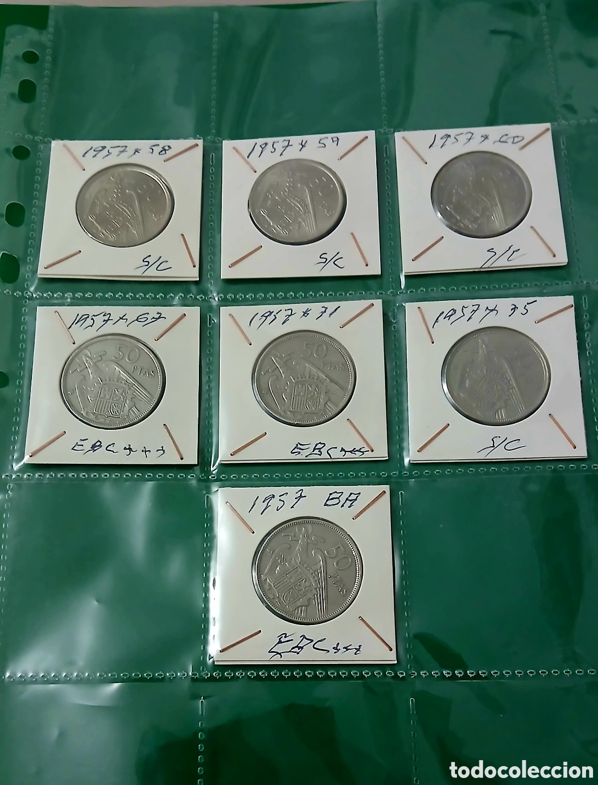 Monedas Franco: COLECCI&Oacute;N DE LAS 5 MONEDAS DE 50 PTS QUE CIRCULARON MAS 1 DE PRUEBA Y OTRA SERIE BA