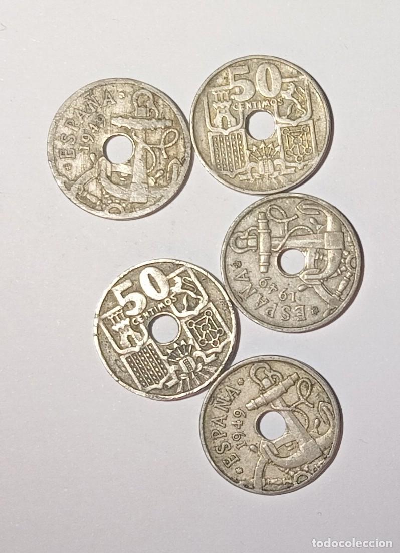 Monedas Franco: ESTADO ESPA&Ntilde;OL. Lote de 5 Monedas de 50 C&eacute;ntimos 1949 (N&iacute;quel)