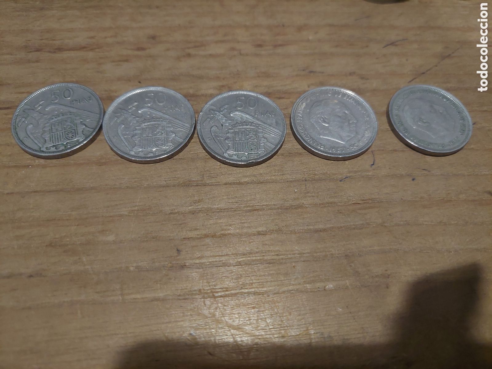 Monedas Franco: 1957 Francisco Franco general&iacute;simo Espa&ntilde;a 50 pesetas *58*59*60*67*71