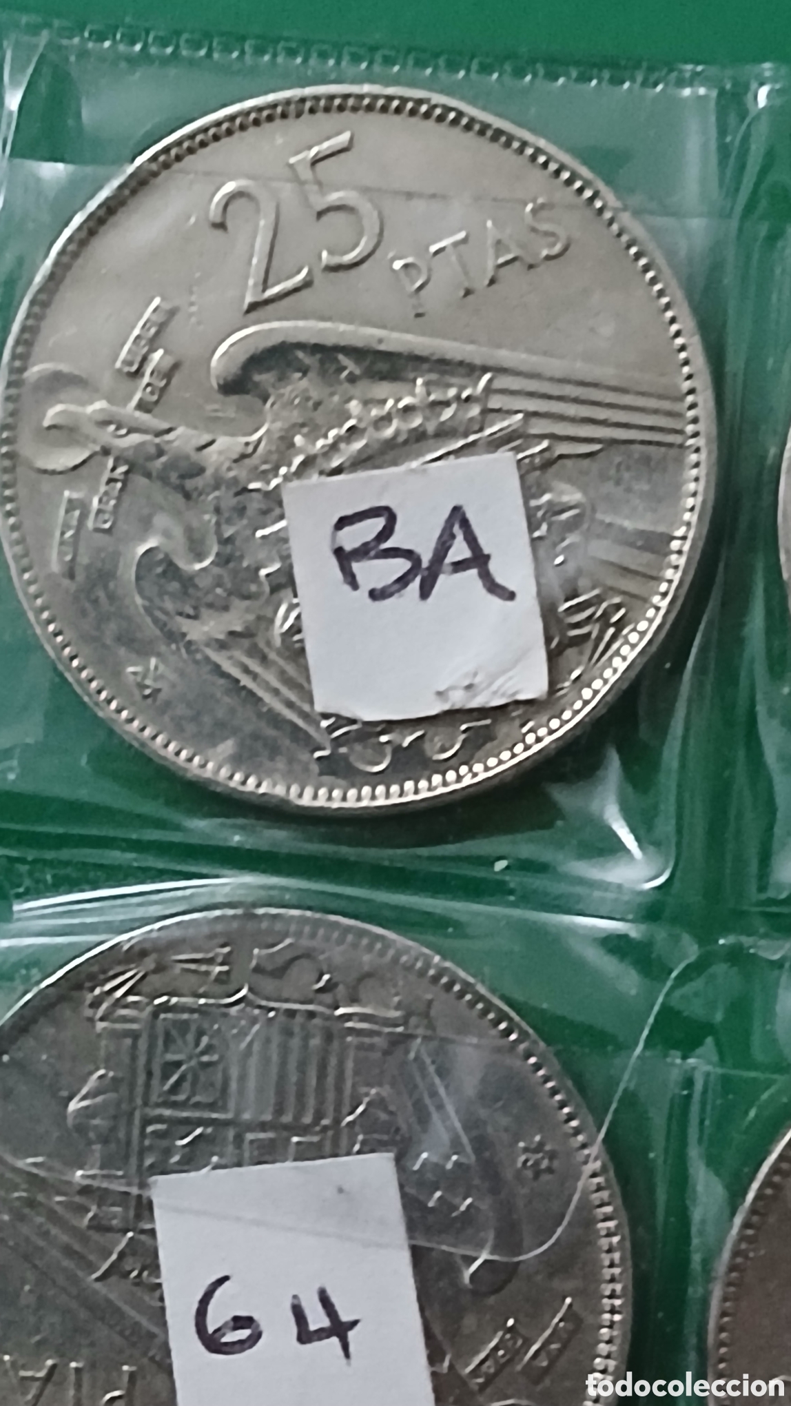 Monedas Franco: COLECCI&Oacute;N DE 25 PESETAS 1957 Y 25 PTS SERIE BA