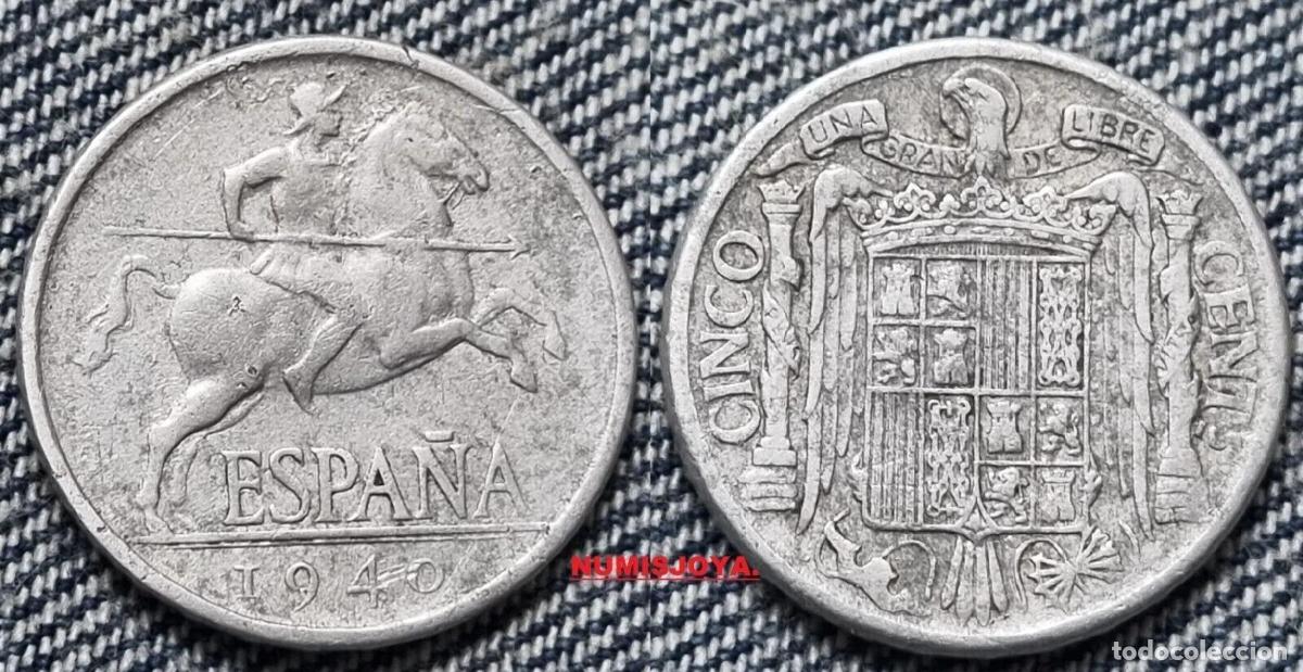Monete Franco: FRANCO. Moneda 5 c&eacute;ntimos aluminio a&ntilde;o 1940. Peso 1,12 gr. 20 mm. ACEPTABLE.