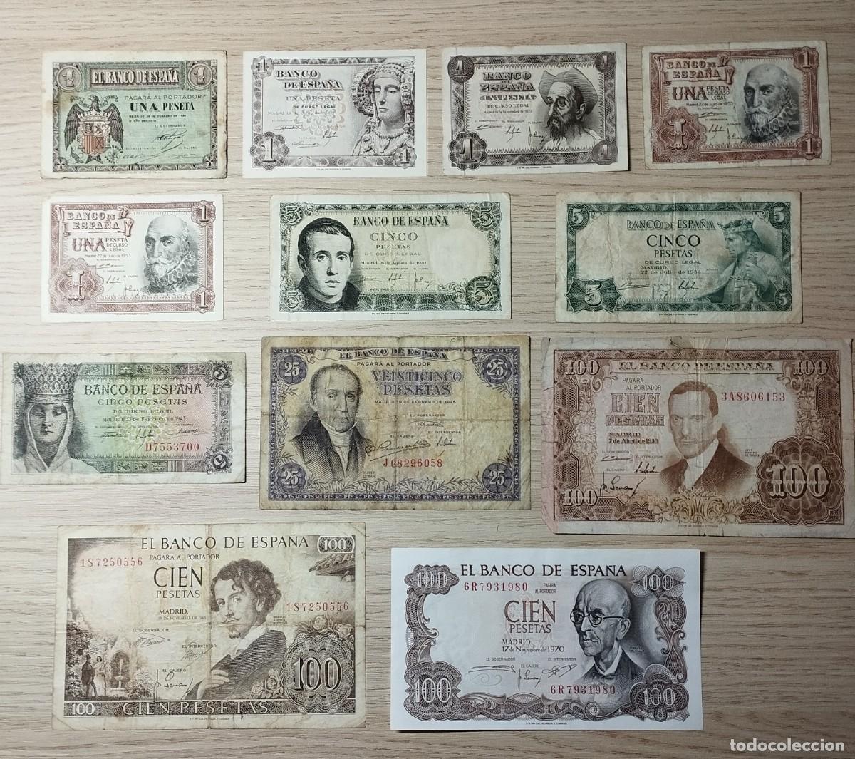 Monedas Franco: Lote 12 billetes Estado espa&ntilde;ol(Franco)
