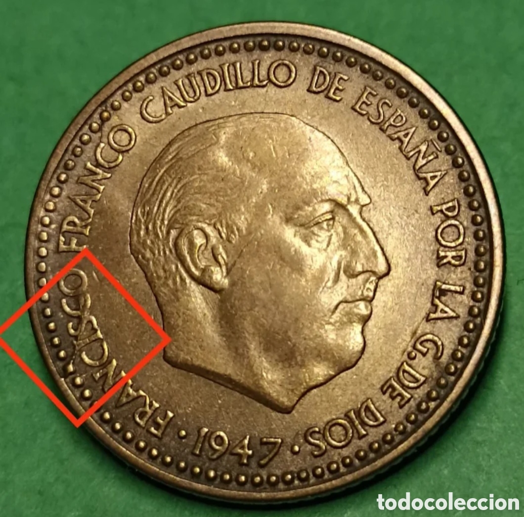 Monedas Franco: UNA PESETAS DEL FRANQUISMO 1947*48 S/C Y ERROR