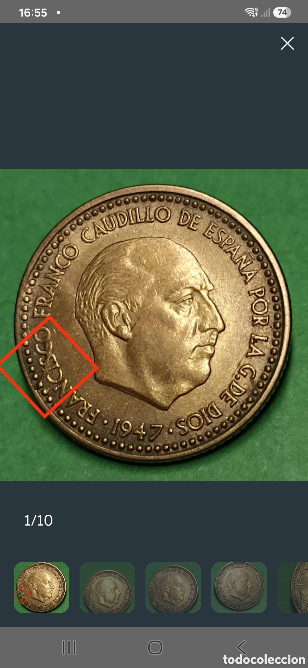 Monedas Franco: UNA PESETAS DEL FRANQUISMO 1947*48 S/C Y ERROR