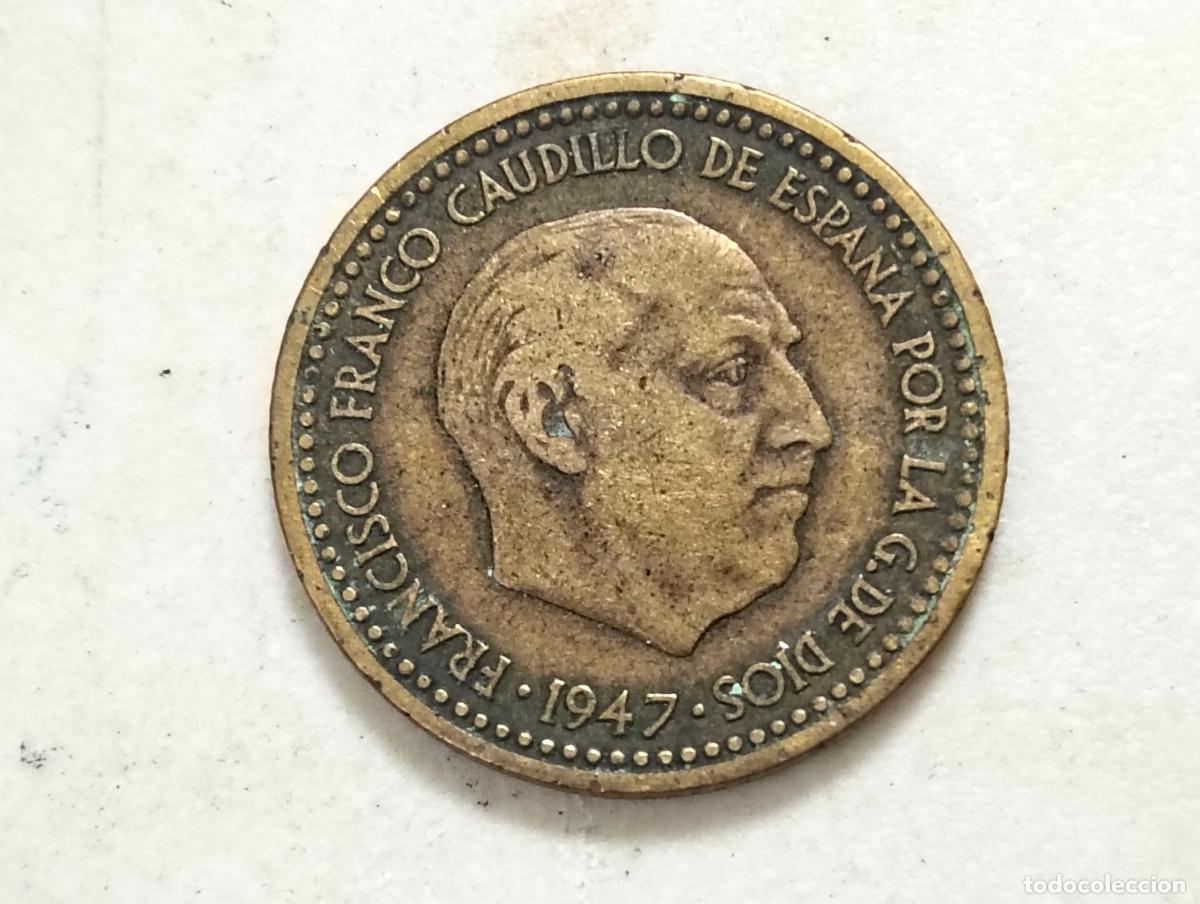 Monedas Franco: MONEDA UNA PESETA 1947, ESTRELLAS 19-54, FRANCISCO FRANCO