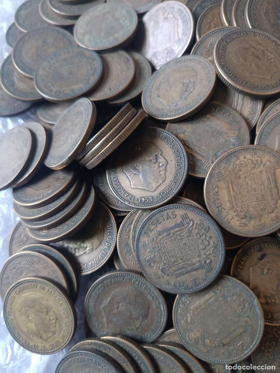 Monete Franco: Lote 400 monedas de 2,50 pesetas 1953