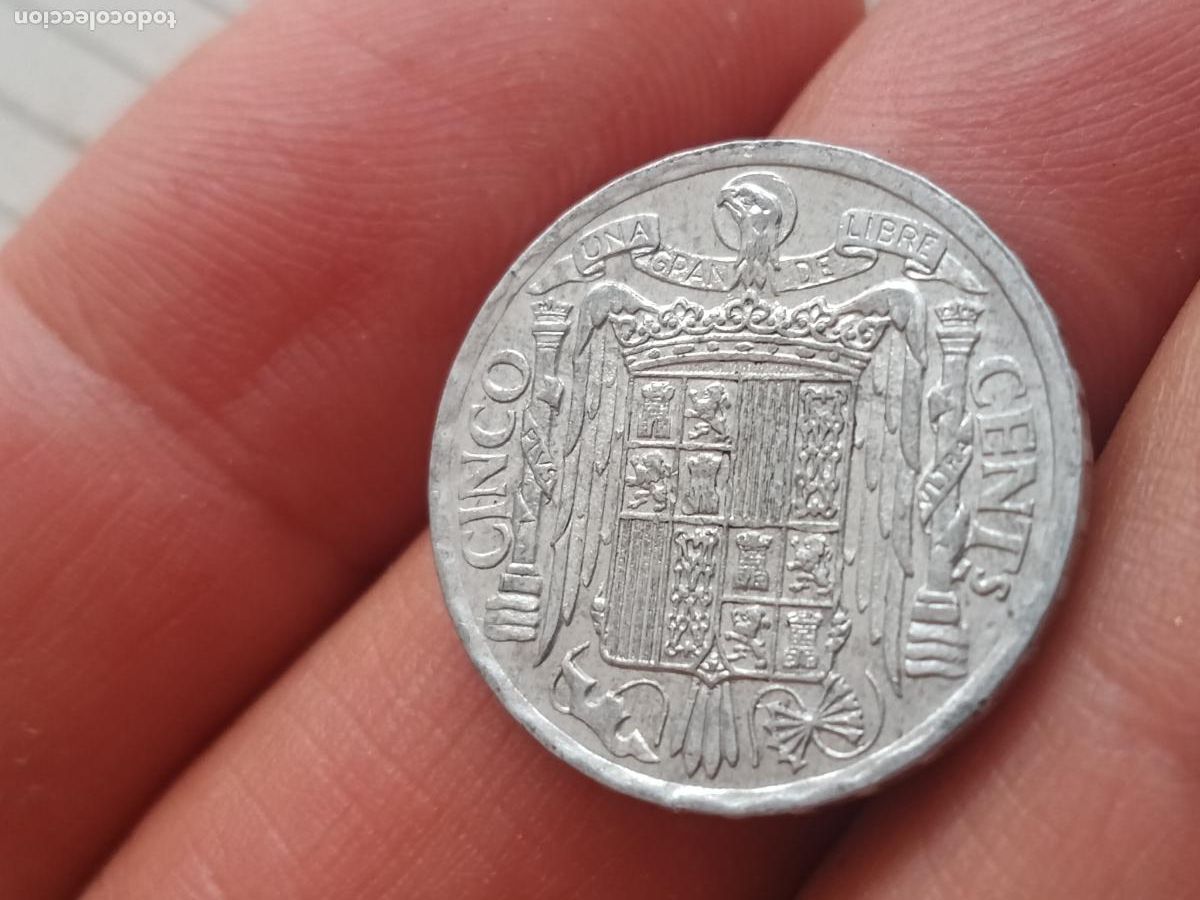 Monedas Franco: 5 c&eacute;ntimos de 1940 SC/SC- - Foto 2
