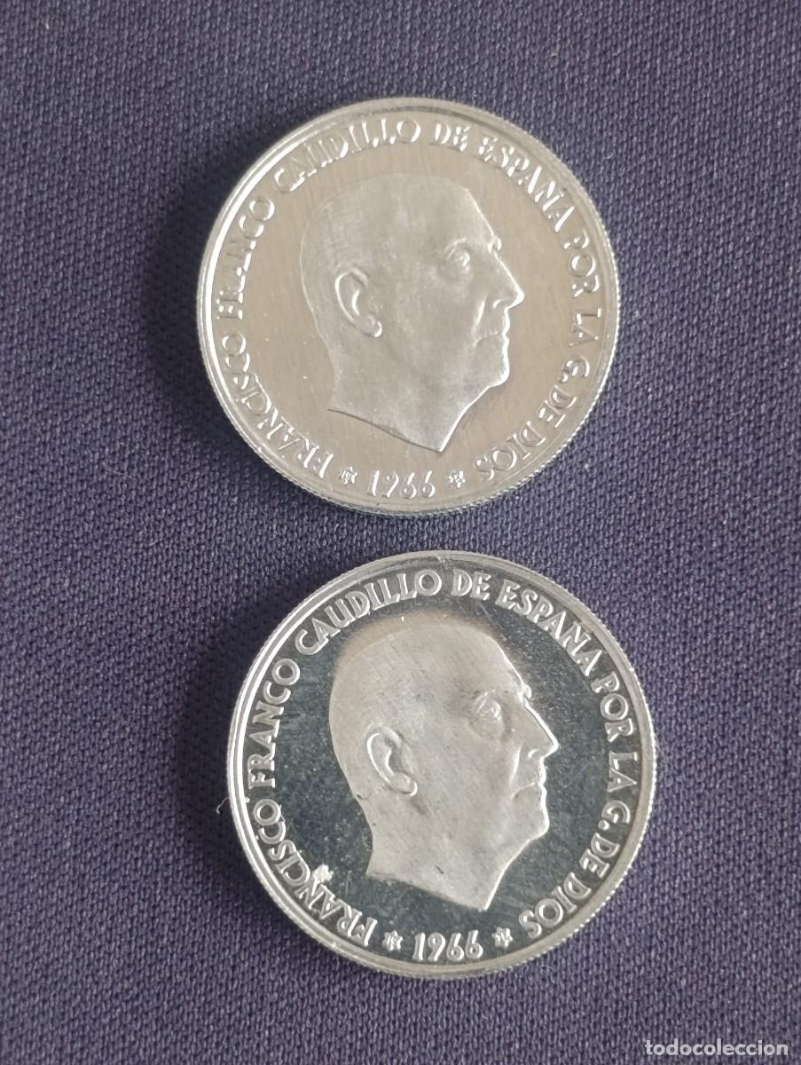 Monedas Franco: Lote 2 Monedas 50 C&eacute;ntimos 1966 Estrella 75 - Franco (Excelente Estado)