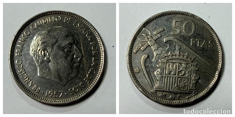 Monedas Franco: MONEDA. FRANCISCO FRANCO. 50 PESETAS. 1957. ESTRELLA *71*. MBC. VER FOTOS