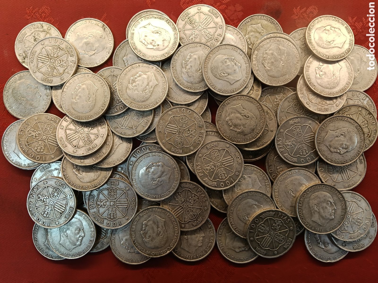 Monedas Franco: GRAN LOTE DE 88 MONEDAS DE PLATA 100 PESETAS . FRANCO