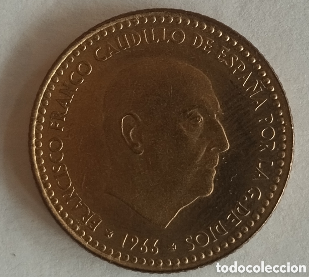 M&uuml;nzen unter Franco: MONEDA DE 1 PESETA FRANCO 1966 ESTRELLA 75 PROCEDENTE DE CARTERA