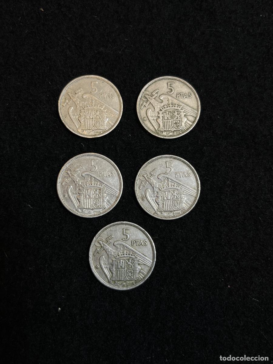 Monete Franco: Lote 5 Monedas 5 Pesetas 1957 Franco Estado Espa&ntilde;ol Duros 5 PTAS Varias Estrellas