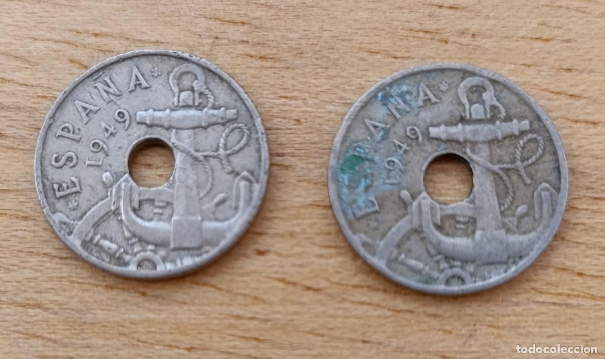 Franco Coins: Lote 2 Monedas 50 C&eacute;ntimos 1949 (*53) Franco Ancla / Chulapo (N&iacute;quel)