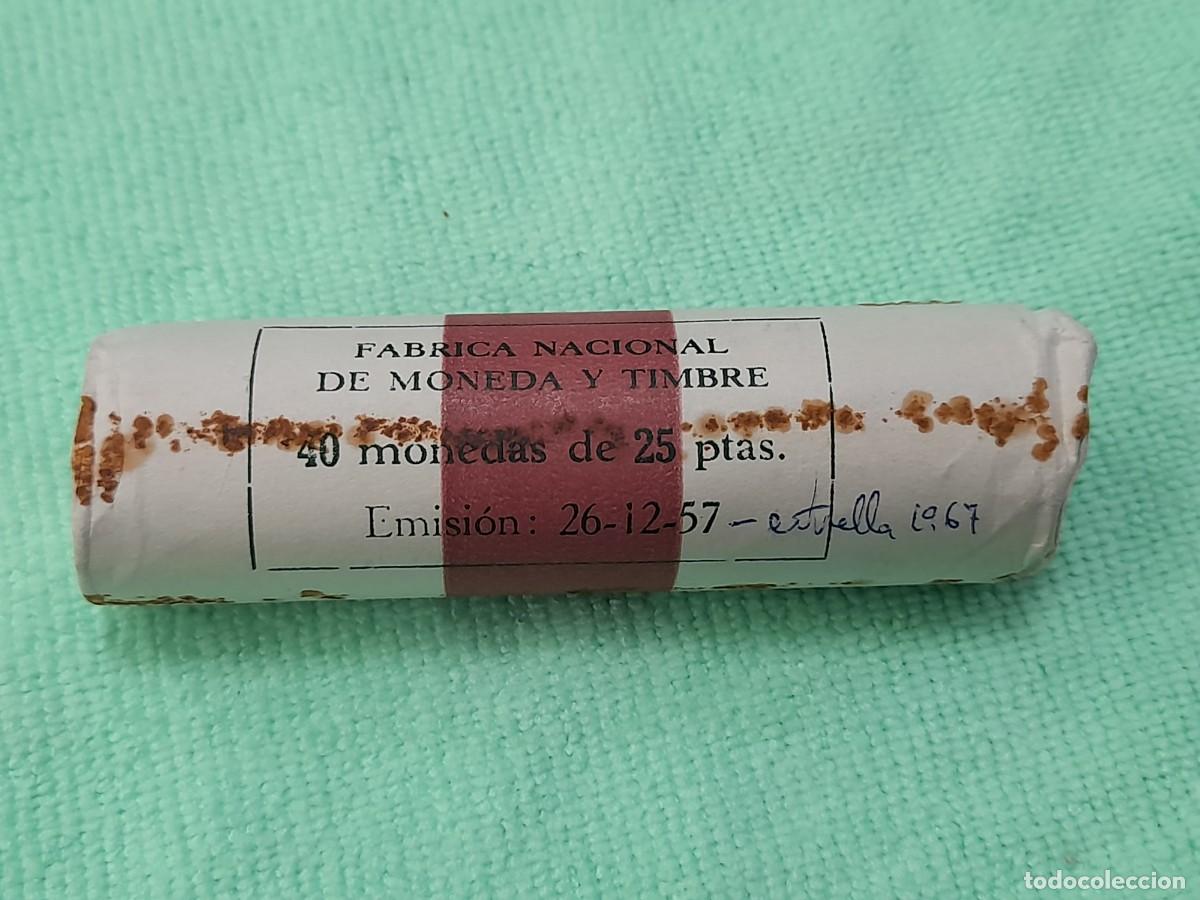 Monedas Franco: Cartucho con 40 monedas de 25 Pesetas 1957*67