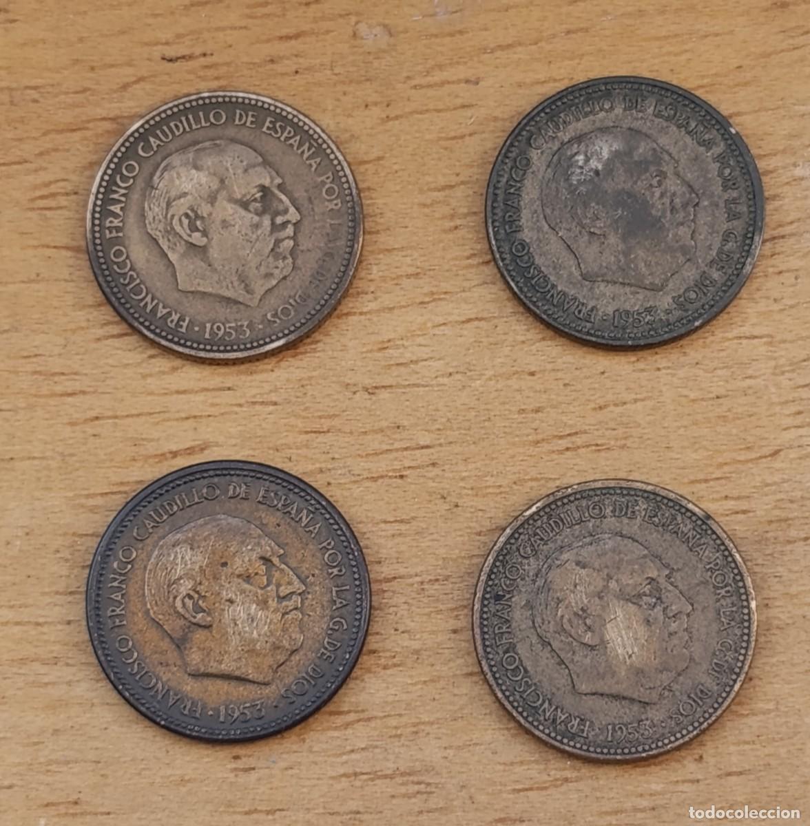 Moedas Franco: Lote 4 Monedas 2'50 Pesetas 1953 Franco 2 Unidades Estrella *54 2 Unidades Estrella Dif&iacute;cil Legible