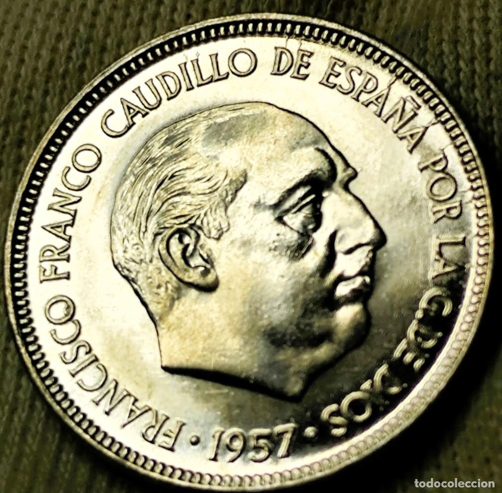Moedas Franco: Espa&ntilde;a 5 Pesetas 1957*(19-75), UNC Lote 2546