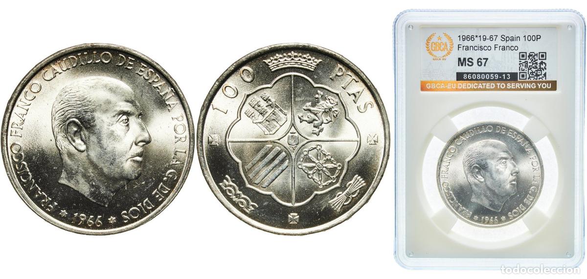 Monedas Franco: Spain Nationalist Government 1966 19-67 100 Pesetas - Francisco Franco Silver (.800) Madrid Mint (