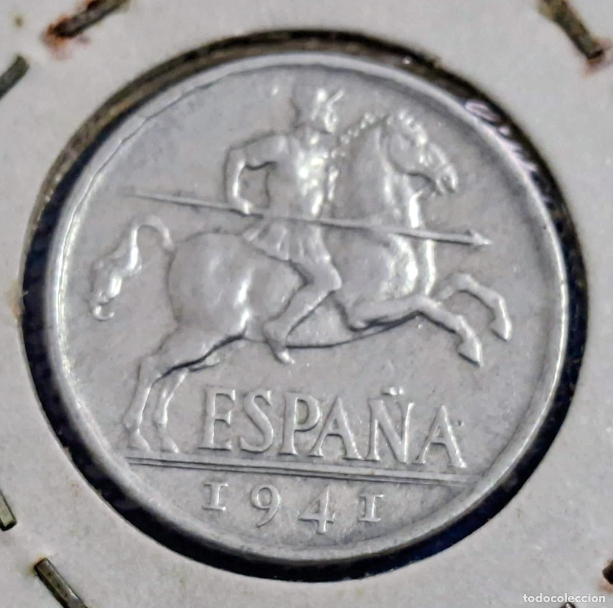 Monedas Franco: MONEDA 10 C&Eacute;NTIMOS ESTADO ESPA&Ntilde;OL. A&Ntilde;O 1941. VARIANTE PLVS ULTRA. Jinete ib&eacute;rico y escudo
