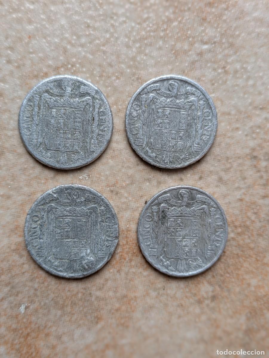 Monedas Franco: Lote monedas 5 centimos de 1941 y 1945 - Foto 2