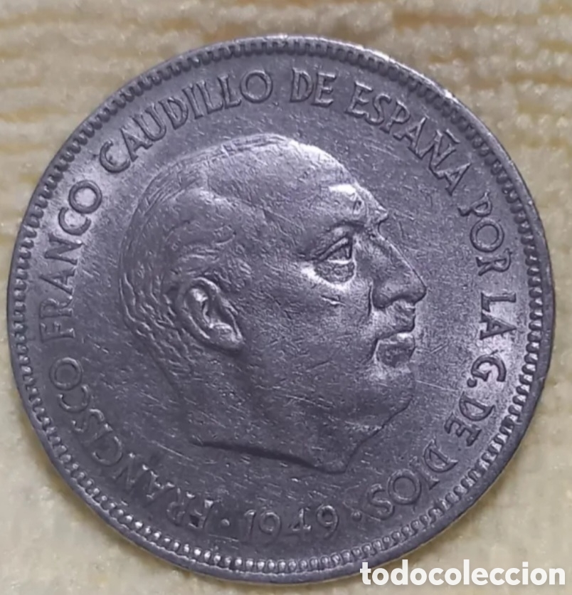 Monedas Franco: Moneda de 5 Pesetas 1949 *19-50 - Francisco Franco (El Duro de N&iacute;quel)
