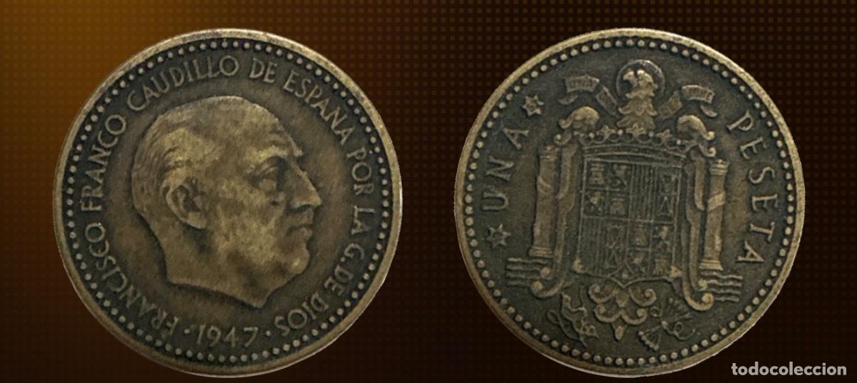 Monete Franco: Espa&ntilde;a 1 peseta &middot; 1947-54 inside the star