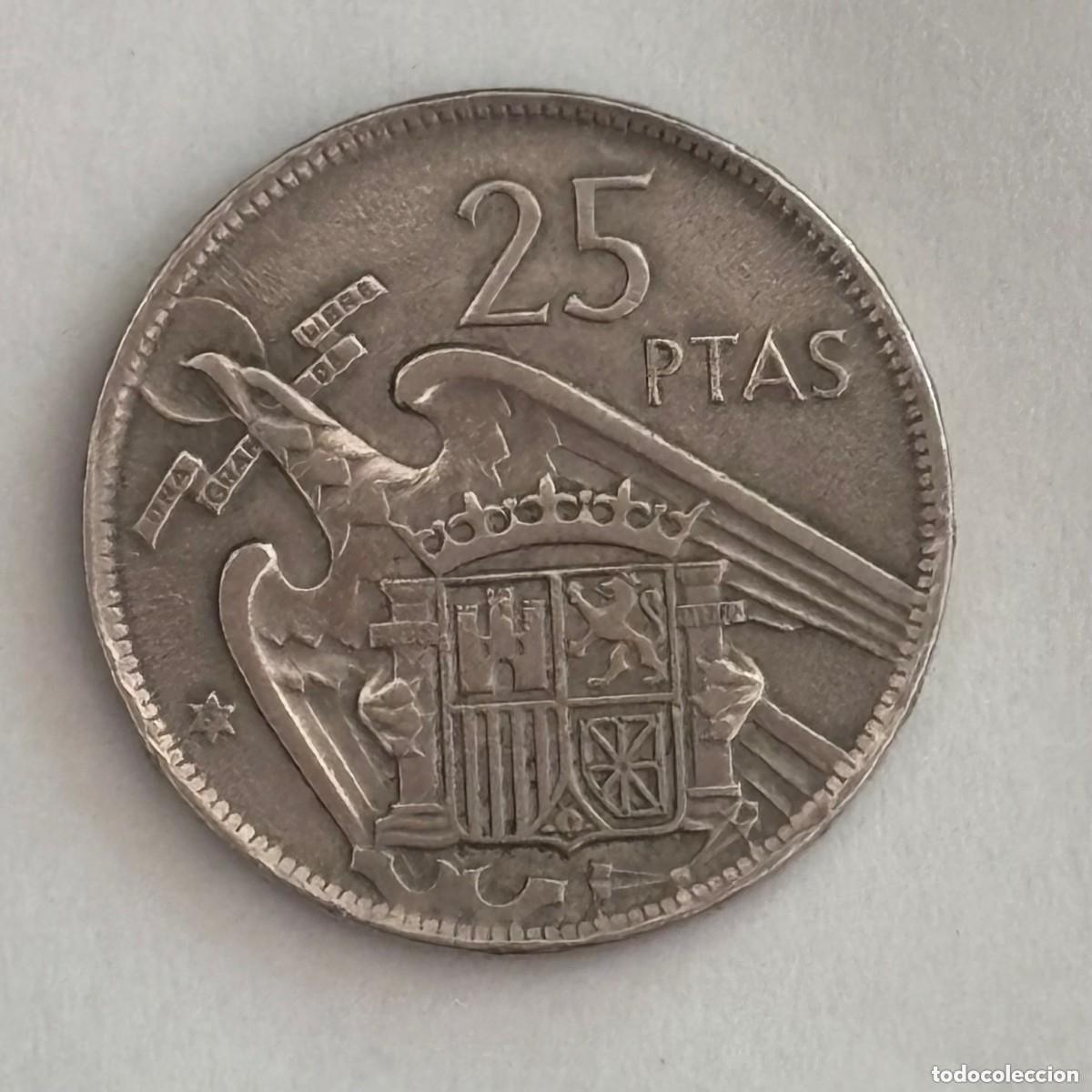 Monete Franco: MONEDA DE 25 PESETAS FRANCO 1957 ESTRELLA 67 (FOTO)