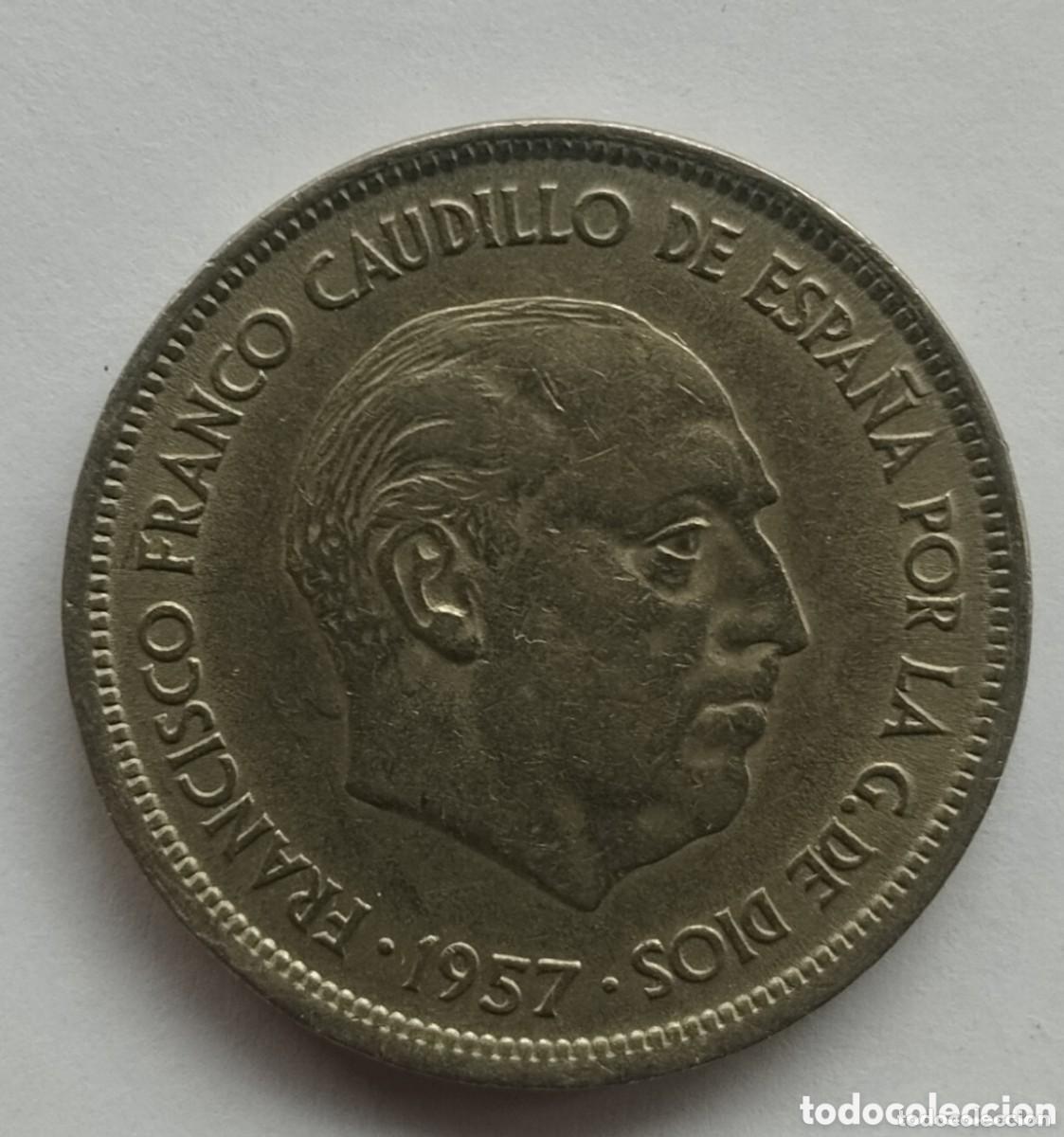 Moedas Franco: MONEDA DE 25 PESETAS FRANCO 1957 ESTRELLA 68 (FOTO) TGODAS LAS LEYENDAS CLARAS.