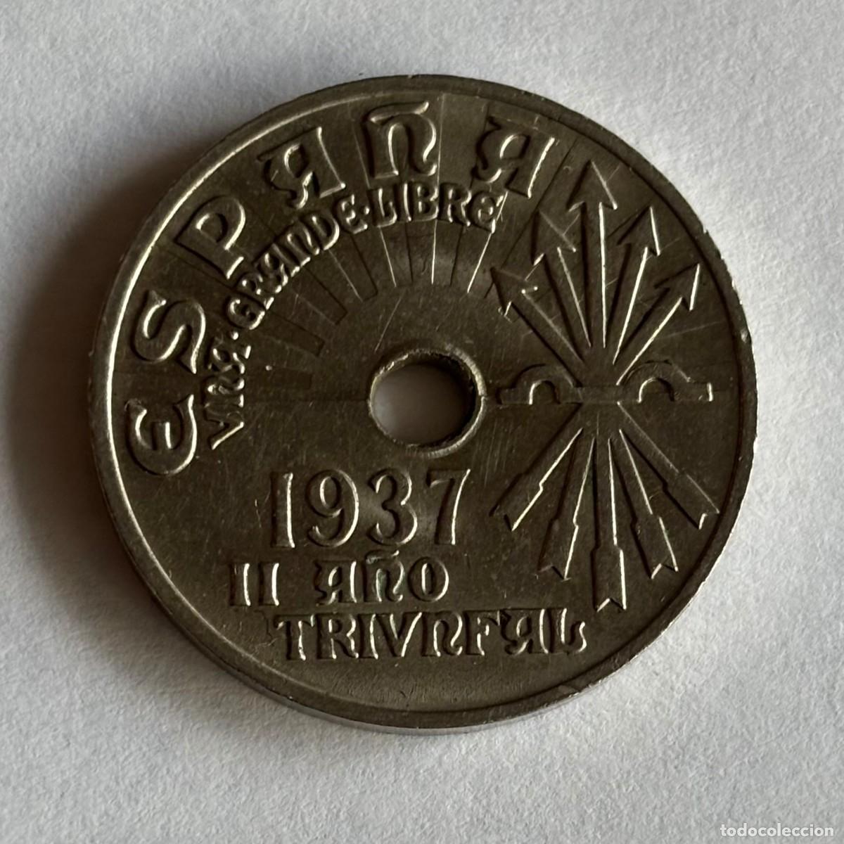Franco Coins: MONEDA DE 25 C&Eacute;NTIMOS 1937 II A&Ntilde;O TRIUNFAL FOTO , NUEVA