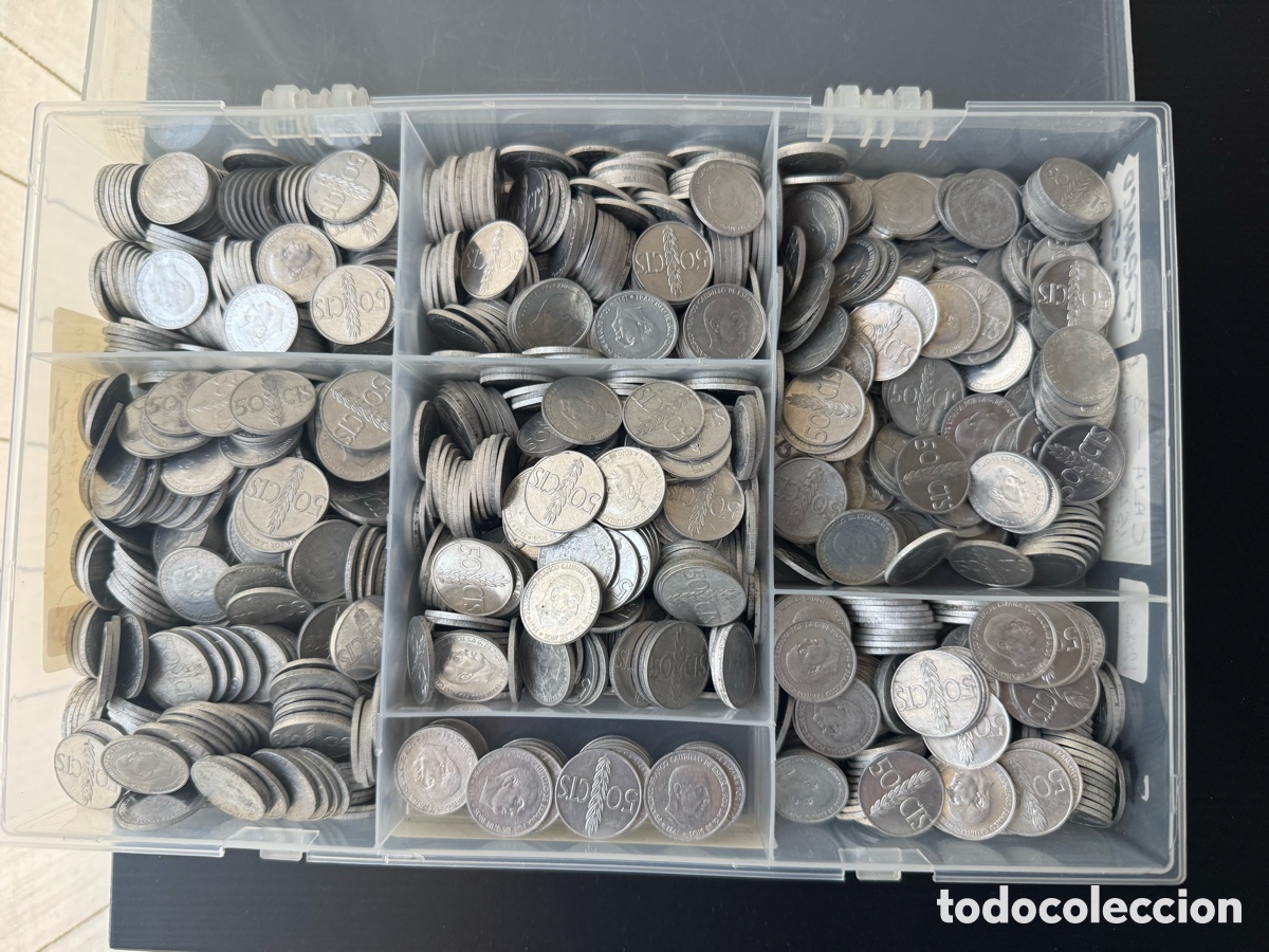 Monedas Franco: Lote de mas de 1200 monedas de 50 centimos 1966.