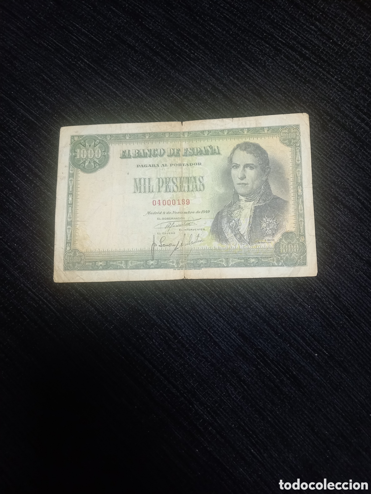 Monedas Franco: Billete 1000 Pesetas 1949 - Ram&oacute;n de Santill&aacute;n - Sin Serie - Usado (Ver fotos)