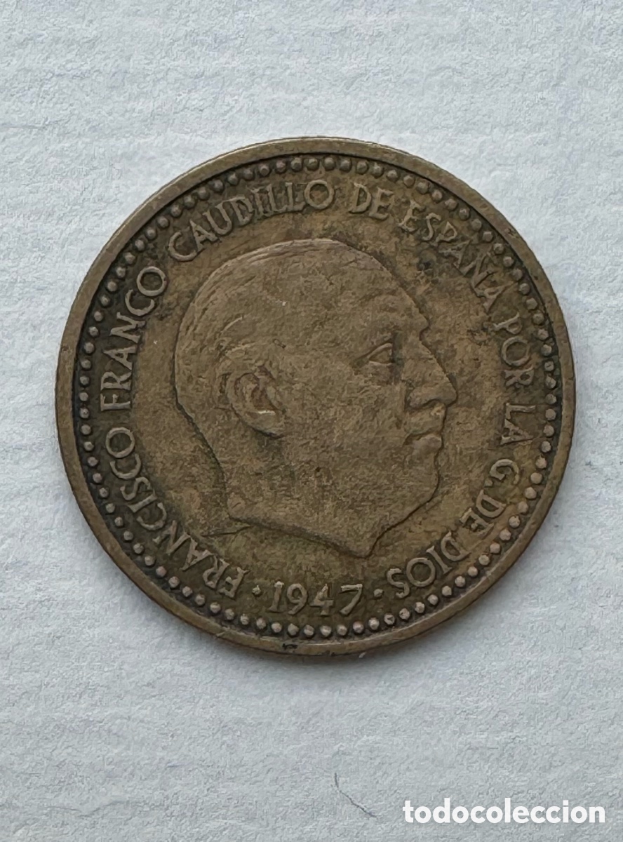 Monedas Franco: 1 peseta 1947 *56 Escasa.