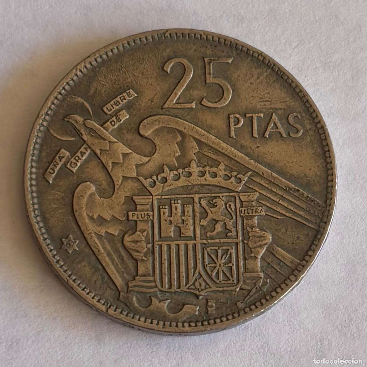 M&uuml;nzen unter Franco: MONEDA DE 25 PESETAS FRANCO 1957 ESTRELLA 67 FOTO, CON TODAS SUS LEYENDAS