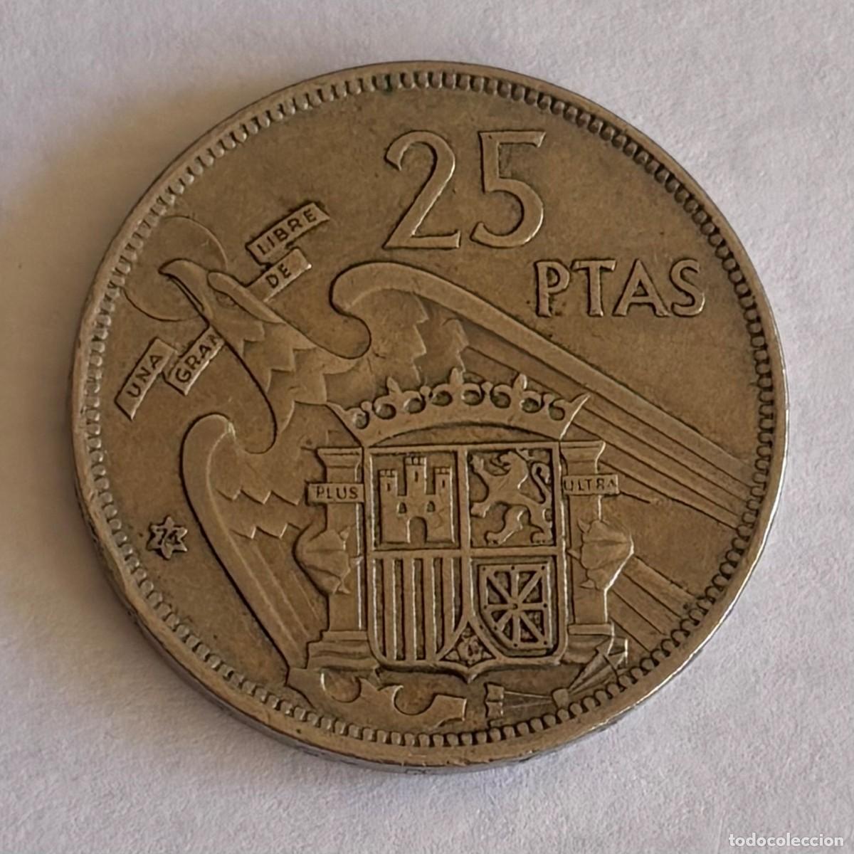 Moedas Franco: MONEDA DE 25 PESETAS FRANCO 1957 ESTRELLA 74 FOTO, CON TODAS SUS LEYENDAS