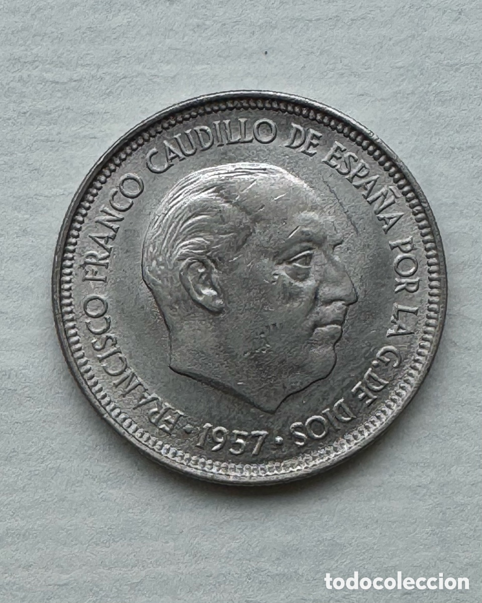 Monedas Franco: 5 pesetas 1957 *59 sin circular