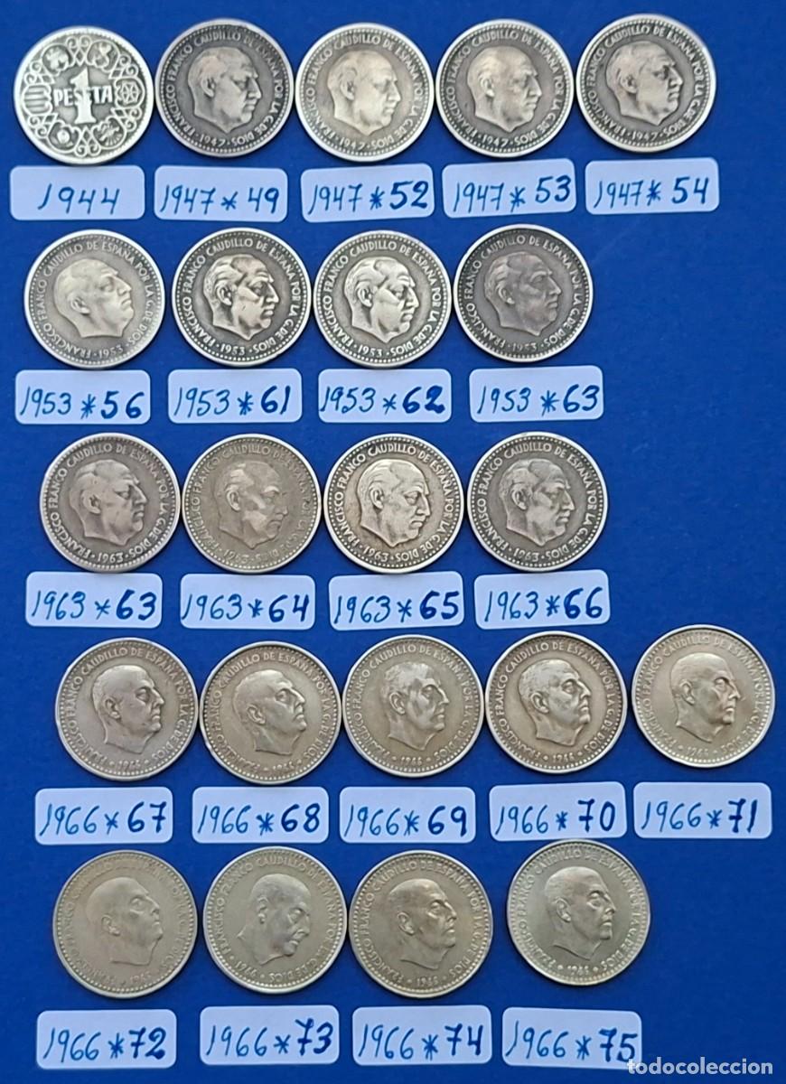 Monedas Franco: 22 monedas de 1 peseta de Franco.