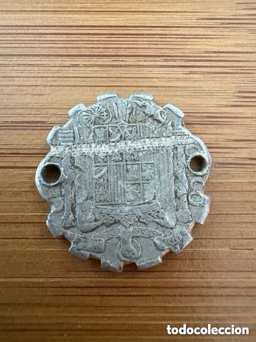 Monedas Franco: Moneda perforada de 5 c&eacute;ntimos de 1941 aluminio (A15) - Foto 2