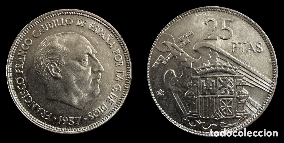 Monete Franco: 25 pesetas. Estado Espa&ntilde;ol. 1957 *59