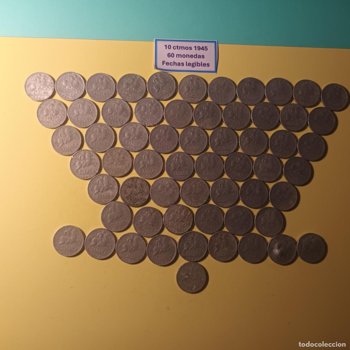 Monedas Franco: Lote monedas 10 ctmos 1945 fechas legibles