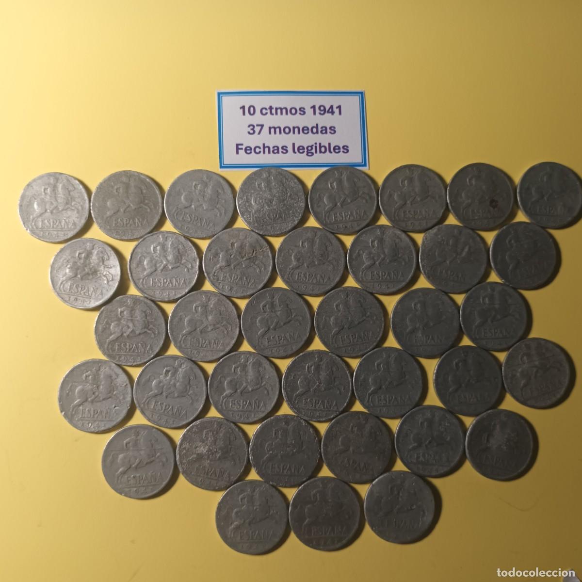 Moedas Franco: Lote monedas 10 ctmos Estado Espa&ntilde;ol 1941