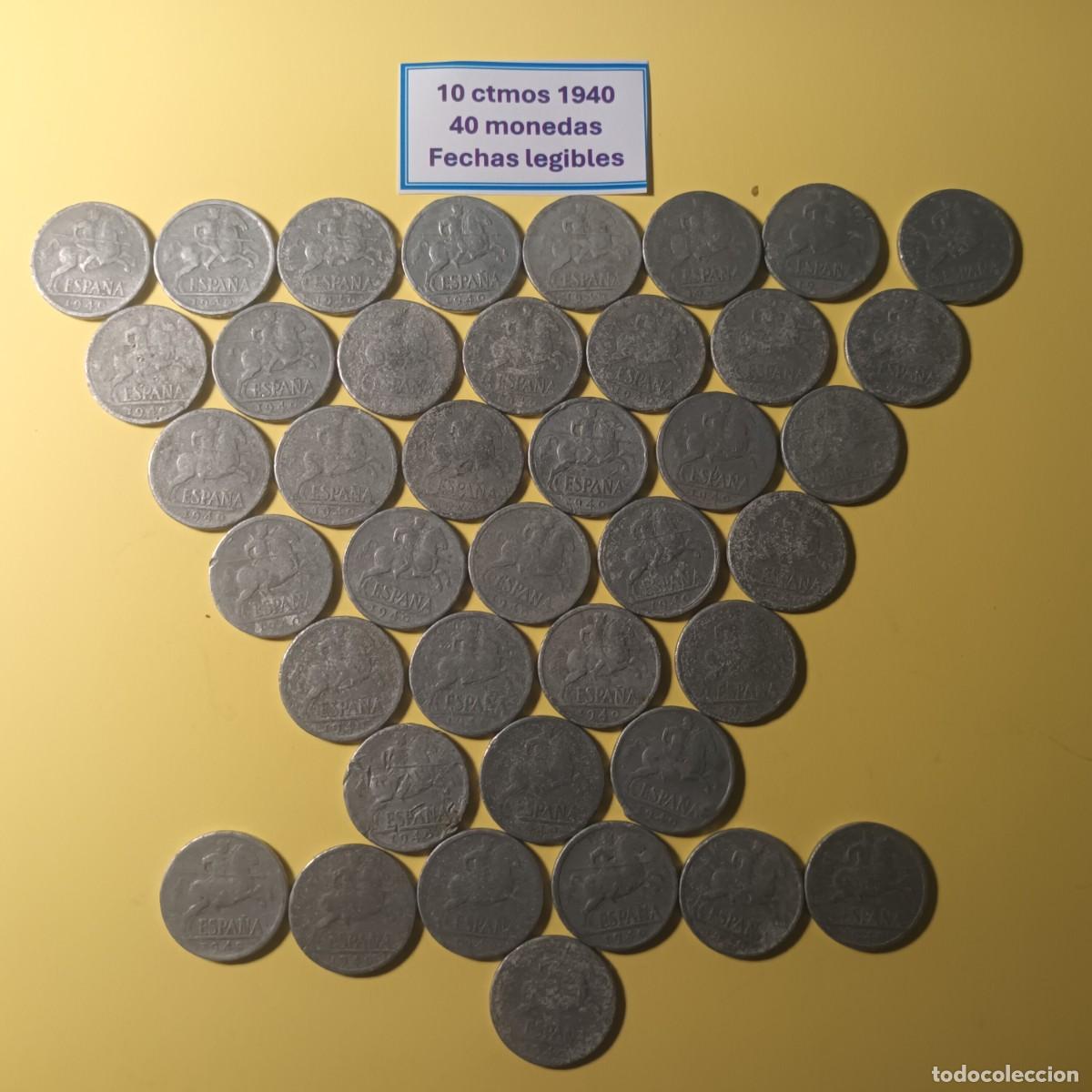 Monedas Franco: Lote monedas Estado Espa&ntilde;ol 10 ctmos 1940