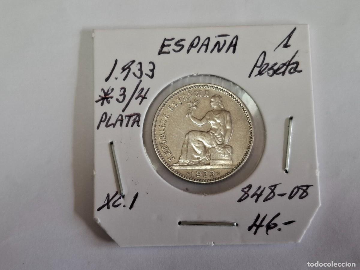 Monedas Franco: 1 PESETA de PLATA de 1933 *3/4 XC 1 BANCO DE ESPA&Ntilde;A en EBC